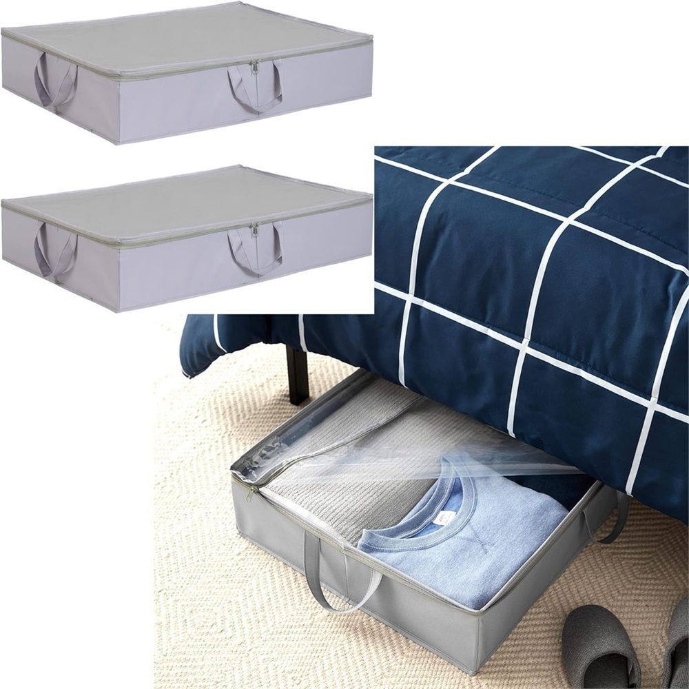 Set of Two Gray Amazon Basics Underbed Storage Bag